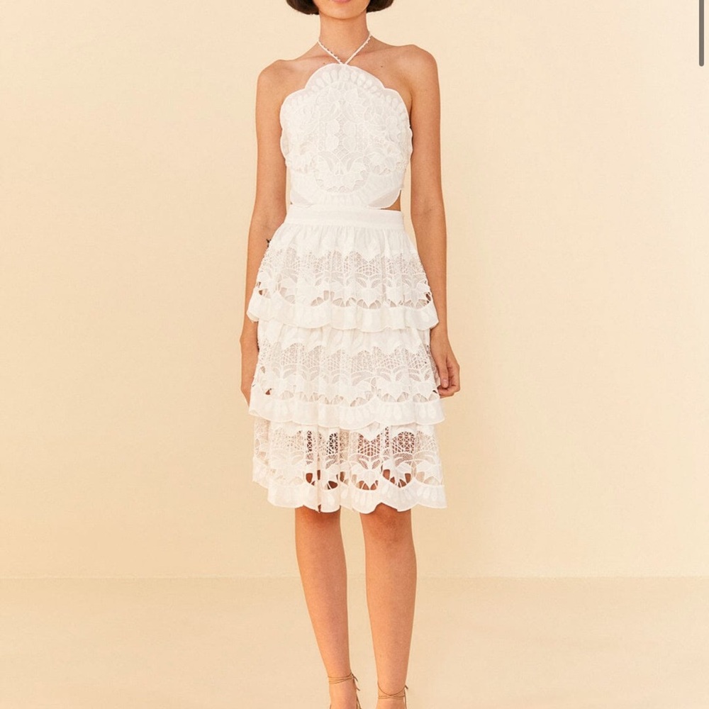 Farm Rio White Richelieu Midi Dress